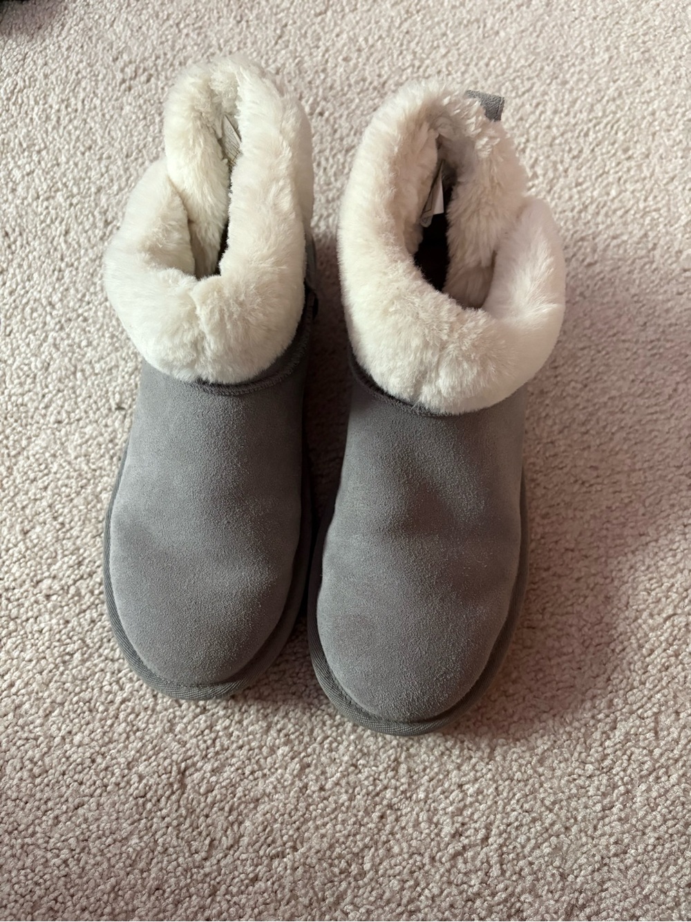 Koolaburra Gray Suede Shearling-Lined Winter Boots